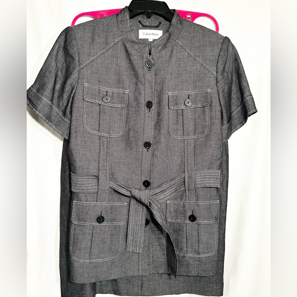 WOMENS SIZE 12 2 PIECE CALVIN KLEIN LINED SHORT SLEEVE SKIRT SUIT SKIRT SET
